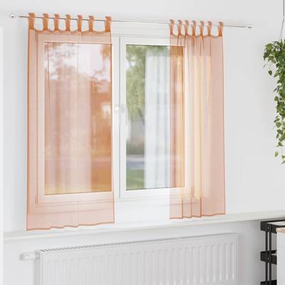 VidaXL Voile gordijnen met roedezakken 2 st terracotta VidaXL Voile gordijnen met roedezakken 2 st terracotta