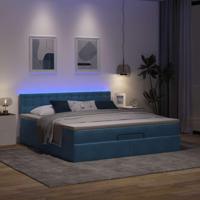 Ottoman bed met matras en LED's 160x200cm fluweel donkerblauw - thumbnail
