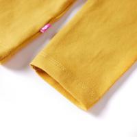 Kindershirt met lange mouwen vogelprint 128 donker okerkleurig - thumbnail