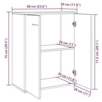 Dressoir 60x30x75 cm bewerkt hout artisanaal eikenkleur - thumbnail