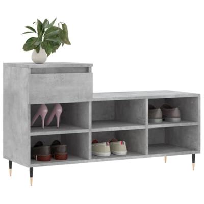 VidaXL Schoenenkast 102x36x60 cm bewerkt hout betongrijs VidaXL Schoenenkast 102x36x60 cm bewerkt hout betongrijs