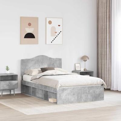 Bedframe Concerte Grijs 135 x 190 cm Massief grenenhout