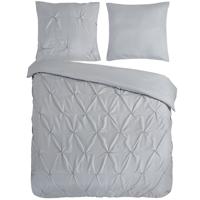 Pure Dekbedovertrek "luxe stiksel plooien" - Zilver - (200x200/220 cm) - Microfiber - thumbnail