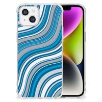 iPhone 14 Doorzichtige Silicone Hoesje Waves Blue - thumbnail