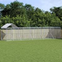 Hondenkennel met dak 10x2x2,5 m gegalvaniseerd staal zilver - thumbnail