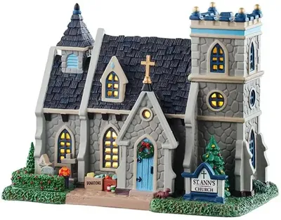 Lemax st. oswald's church verlicht kersthuisje Caddington Village 2025