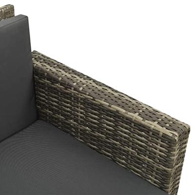 3-delige Loungeset met kussens poly rattan grijs 3-delige Loungeset met kussens poly rattan grijs