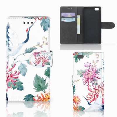 Huawei Ascend P8 Lite | Telefoonhoesje | Met pasjeshouder | Bird Flowers