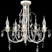 VidaXL Kristallen kroonluchter met wit elegant design (5 lampen) - thumbnail