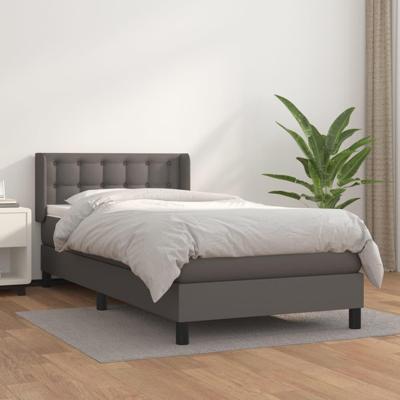 Boxspring met matras kunstleer grijs 90x200 cm