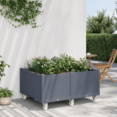 VidaXL Plantenbak met wielen 100x80x54 cm polypropeen grijs