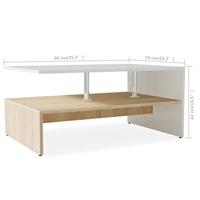 Salontafel 90x59x42 cm bewerkt hout eikenkleurig en wit - thumbnail