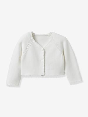 Kort vestje voor meisjes - biologisch katoen - CYRILLUS feesten- en bruiloftencollectie ecru