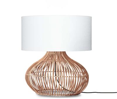 GOOD&MOJO Tafellamp 'Kalahari' Rotan en linnen, 65cm, kleur Naturel/Wit GOOD&MOJO Tafellamp 'Kalahari' Rotan en linnen, 65cm, kleur Naturel/Wit