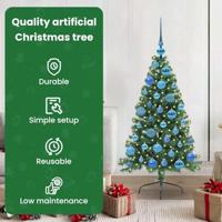 VidaXL Kunstmatig voorverlicht kerstboom met 150 led groen 120 cm pvc - thumbnail