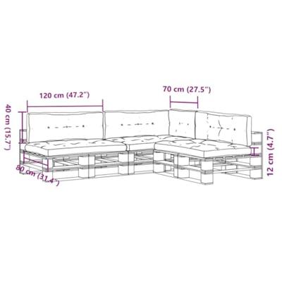Palletkussens 7 st stof zwart