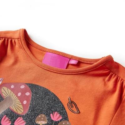 Kindershirt met lange mouwen eekhoornprint 104 oranjebruin