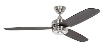 CasaFan Night Flight BN Plafondventilator 65 W (Ø x h) 132 cm x 240 mm Chroom (geborsteld) Met wintermodus, Met afstandsbediening, Lampaanbouw mogelijk CasaFan Night Flight BN Plafondventilator 65 W (Ø x h) 132 cm x 240 mm Chroom (geborsteld) Met wintermodus, Met afstandsbediening, Lampaanbouw mogelijk