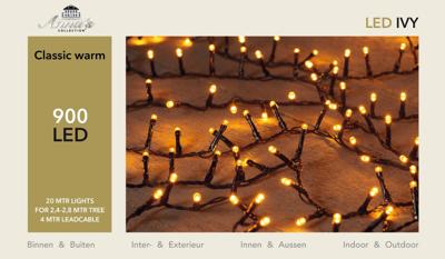 Led classic ivy 900l/20m 4m aanloopsnoer zwart/ip44 Anna's collection - Annas collection