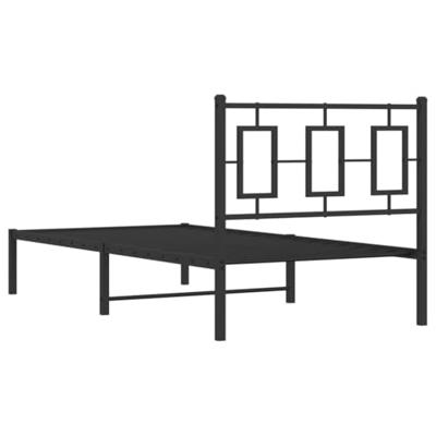 Bedframe met hoofdbord metaal zwart 90x190 cm