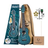 Ortega Keiki K2SS-BKC Soprano Size Ukulele Blue Kaleidoscope sopraan ukelele set - thumbnail