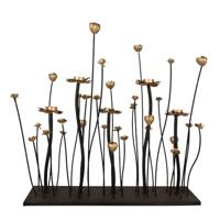 Clayre & Eef Kandelaar 69x15x66 cm Zwart Goudkleurig Ijzer Bloemen - thumbnail