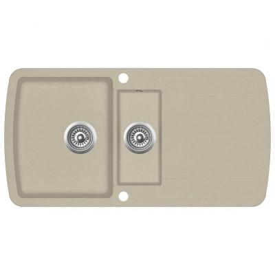 VidaXL Gootsteen dubbele bakken graniet beige