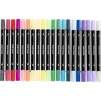 Creativ Company Textielstiften, lijndikte 2,3+3,6 mm, extra kleuren, 20 stuk/ 1 doos