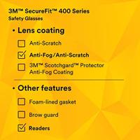 3M SecureFit SF420AF Veiligheidsbril Met anti-condens coating, Met anti-kras coating Groen, Zwart EN 166 DIN 166 - thumbnail