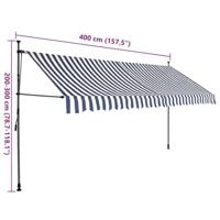 Luifel handmatig uittrekbaar met LED 400 cm blauw en wit - thumbnail