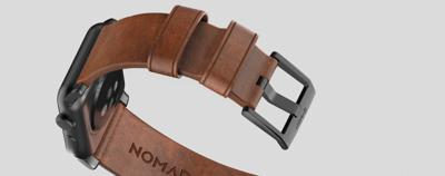 Nomad modern leather strap Apple Watch 42mm / 44mm / 45mm / 49mm bruin / zwart