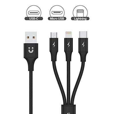 UNITEK C14049BK USB-kabel 1,2 m USB 2.0 USB C Micro-USB B/Lightning Zwart