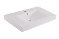 Wiesbaden Tigris wastafel enkel met 1 kraangat 80x46x8 cm kunstmarmer glans wit - thumbnail