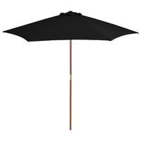 VidaXL Parasol met houten paal 270 cm zwart - thumbnail