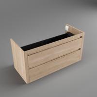 Forzalaqua Gela Onderkast 100x51x50cm met 2 Lades Greeploos Smoke Massief Eiken - thumbnail