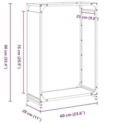 VidaXL Brandhoutrek 60x28x90 cm koudgewalst staal antraciet VidaXL Brandhoutrek 60x28x90 cm koudgewalst staal antraciet