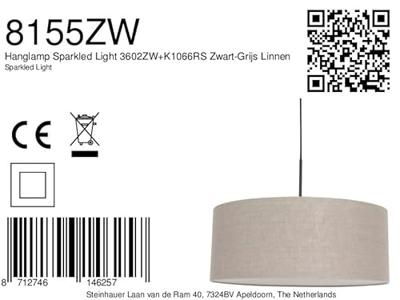 Steinhauer Hanglamp Sparkled light 8155 zwart grijs linnen kap