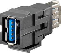 Rutenbeck KMK-USB 3.0 sw 17010660 USB-Keystone A 3.0 Adapter, Koppeling, dubbel 1 stuk(s) - thumbnail