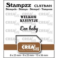 Crealies • stampzz stempelset baby 01: 2 teksten + 1 tag/label - thumbnail