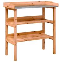 VidaXL Plantentafel met schappen 78x38x82,5 cm vurenhout bruin - thumbnail