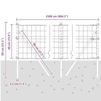 VidaXL Hek met paal grijs 0,4 x 25 m staal en pvc - thumbnail
