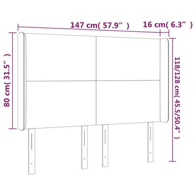 Hoofdbord met randen 147x16x118/128 cm stof donkerbruin - thumbnail