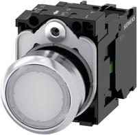 Siemens 3SU11520AB601BA0 3SU1152-0AB60-1BA0 Verlichte druktoets Metalen frontring, Hoogglans, Bedieningsknop vlak Wit 1 stuk(s) - thumbnail