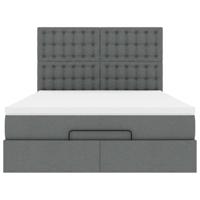 Ottoman bed met matras en LED's 140x190cm stof donkergrijs - thumbnail