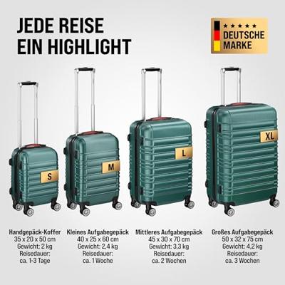 Reiskoffers Groen 4-delig ABS met gratis accessoires Reiskoffers Groen 4-delig ABS met gratis accessoires
