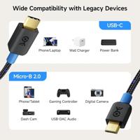 Cable Matters 2 m Micro USB naar USB C-Kabel Met Gevlochten Hoes in Zwart - thumbnail