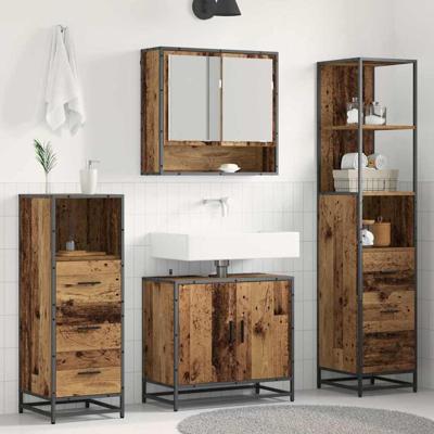 Badkamermeubelset 4 pcs Oud hout 65 x 33 x 60 cm Bewerkt hout