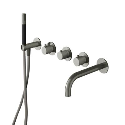 Hotbath Cobber afbouwdeel inbouw bad thermostaat met 2 stopkranen met uitloop geborsteld nikkel CB7072EXTGN Hotbath Cobber afbouwdeel inbouw bad thermostaat met 2 stopkranen met uitloop geborsteld nikkel CB7072EXTGN