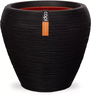 Capi bloempot nature rib taps 42x38 cm zwart kblr362