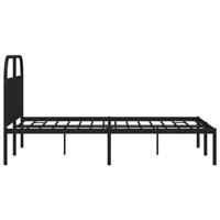 Bedframe met hoofdbord metaal zwart 140x200 cm - thumbnail